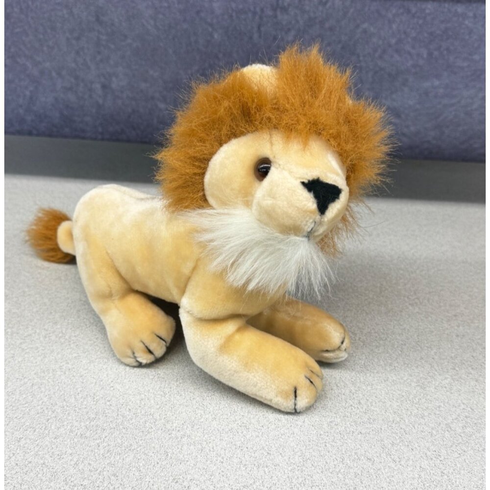 Vintage Nanco 9" Laying Plush Lion Cat Stuffed Animal Toy‎ King of the Jungle